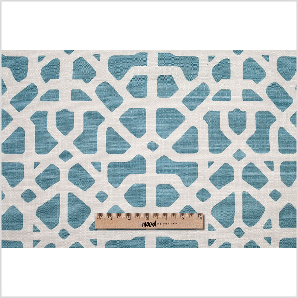 Spanish Blue/White Geometric Poly/Cotton Canvas