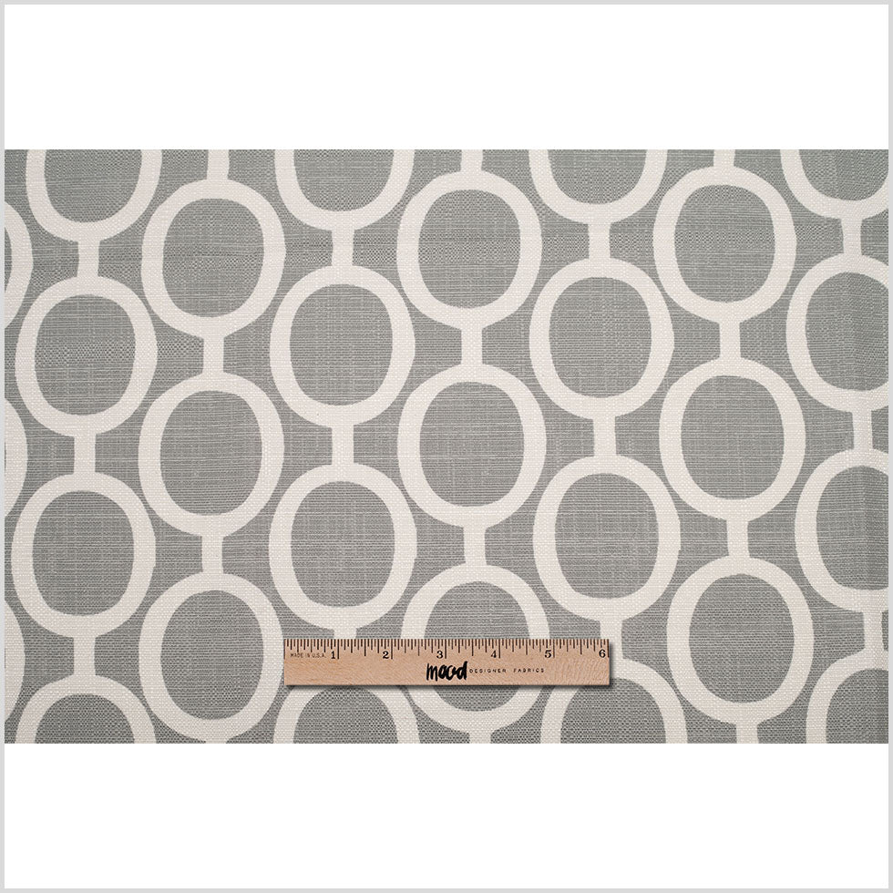 Spanish Gray/White Geometric Poly/Cotton Canvas