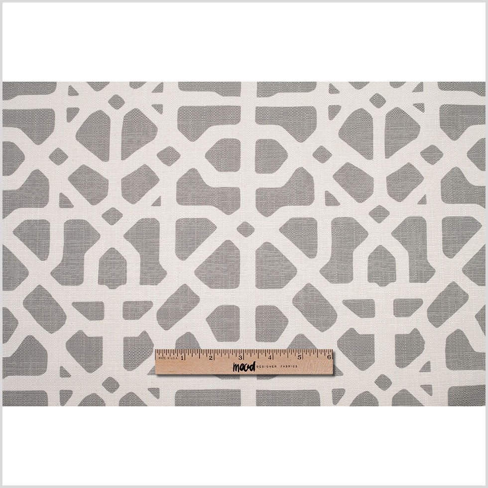 Spanish Gray/White Geometric Poly/Cotton Canvas