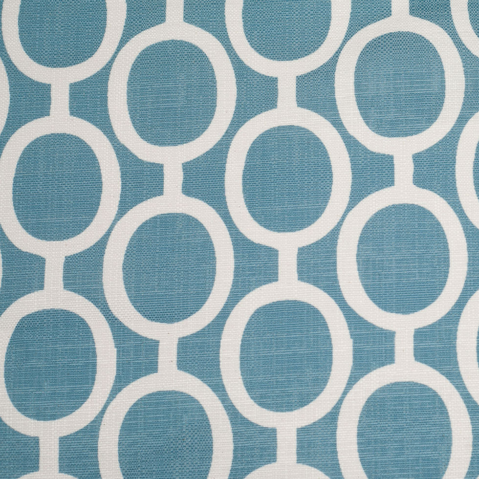 Spanish Blue/White Geometric Poly/Cotton Canvas