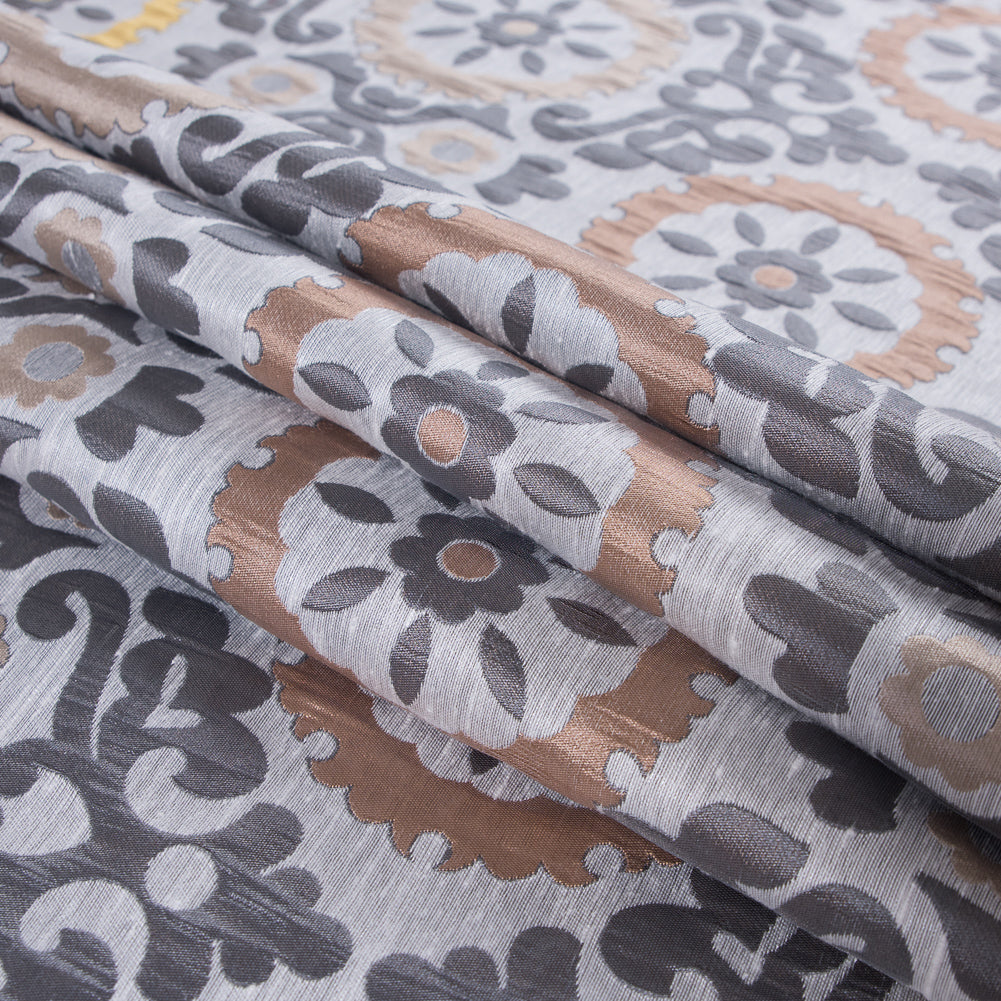 Brown and Gray Floral Brocade