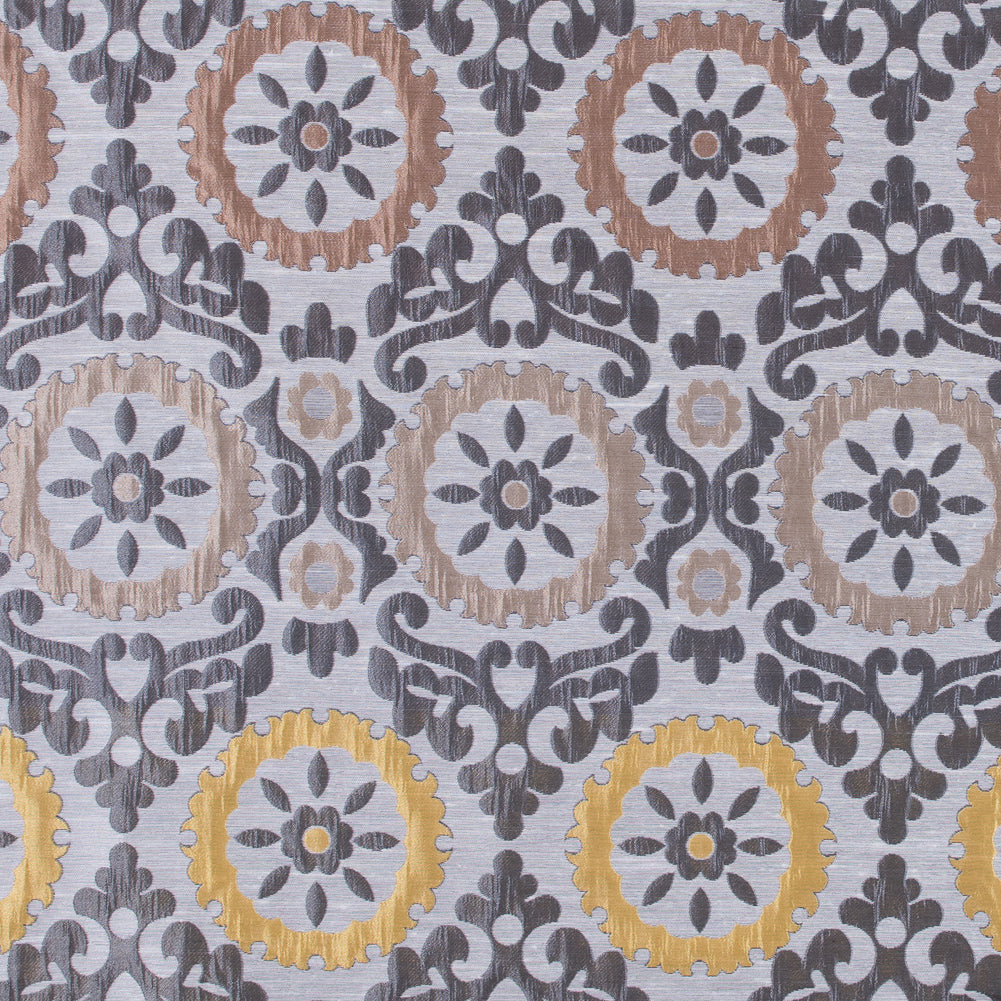 Brown and Gray Floral Brocade