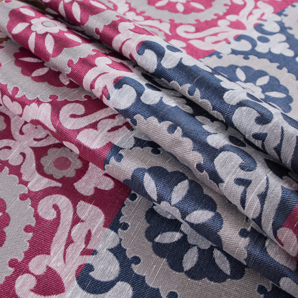 Gray and Pink Floral Brocade