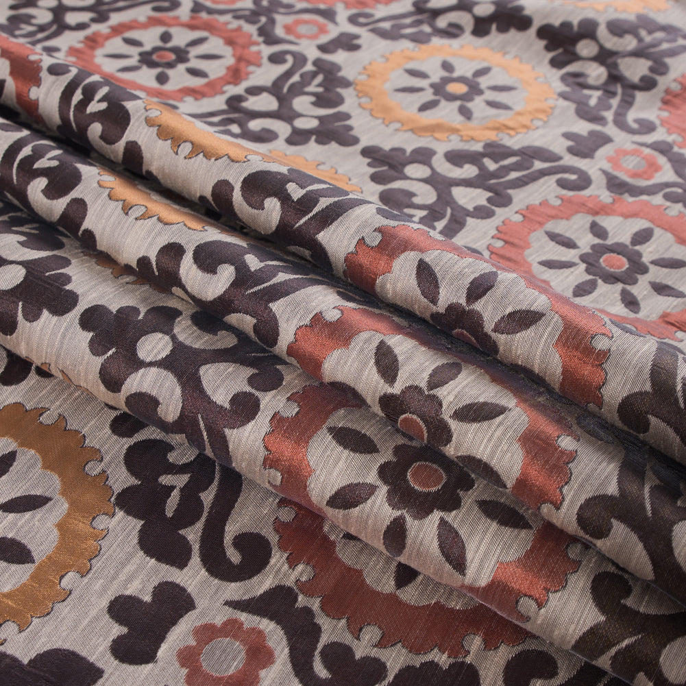 Brown, Gold and Copper Floral Brocade