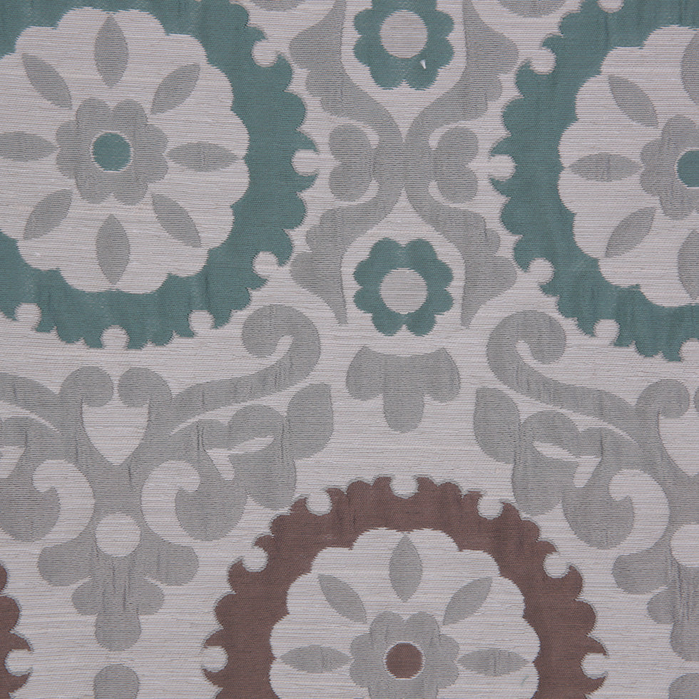 Green/Brown/Blue Floral Brocade