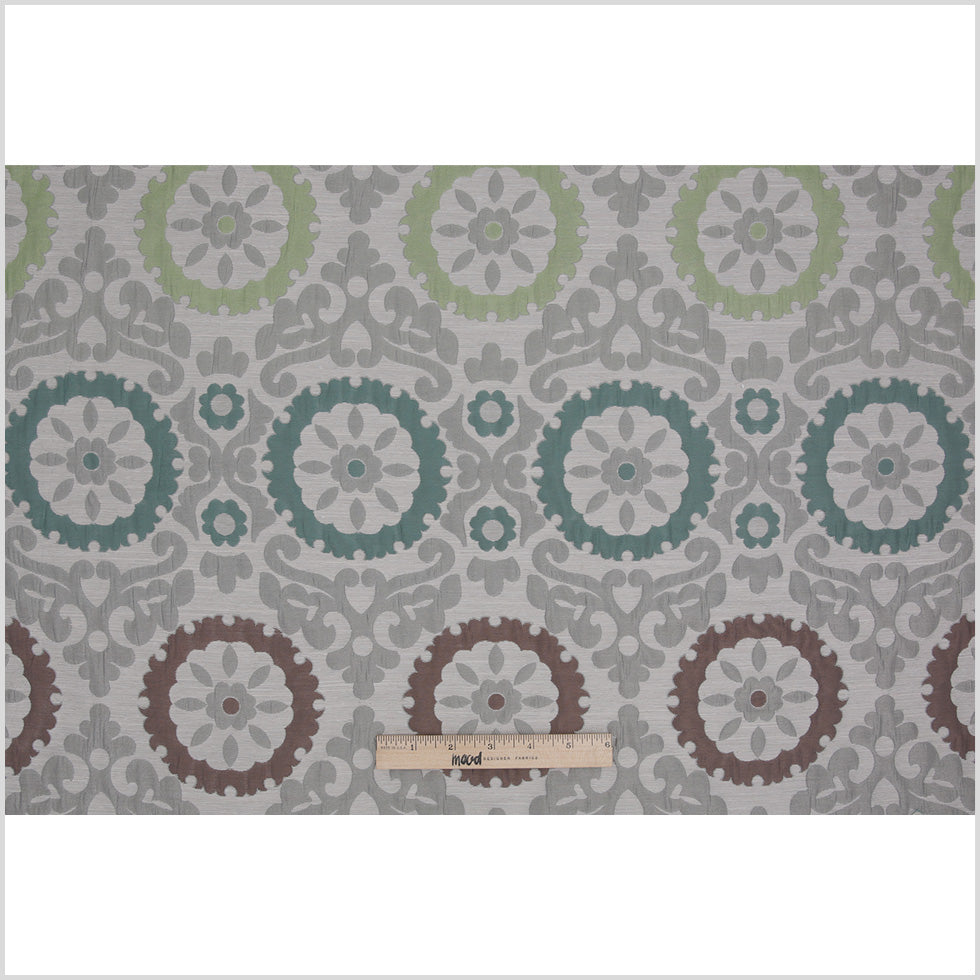 Green/Brown/Blue Floral Brocade