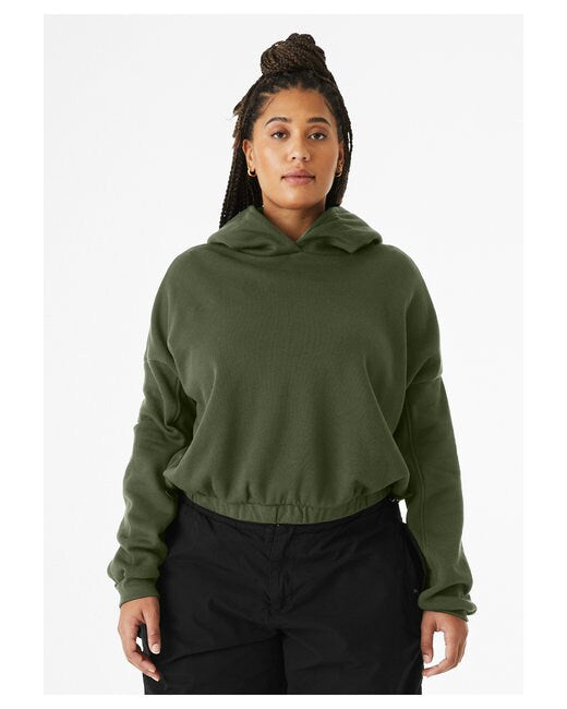 Bella + Canvas® Ladies Sponge Fleece Cinched Bottom Hooded Sweatshirt