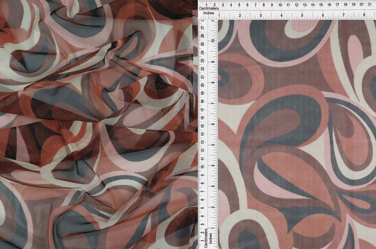 Paisley Geometric Stretch Mesh Fabric