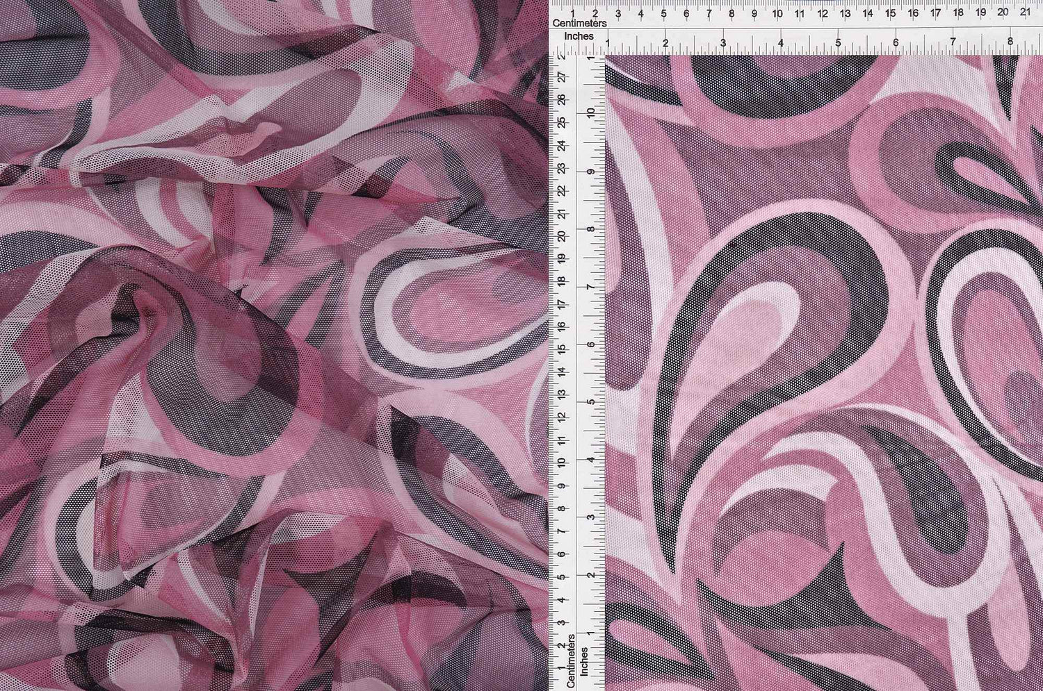 1 Yard Retro Paisley Geo Mesh Print Fabric Stretch Lightweight 58/60 Inches Wide