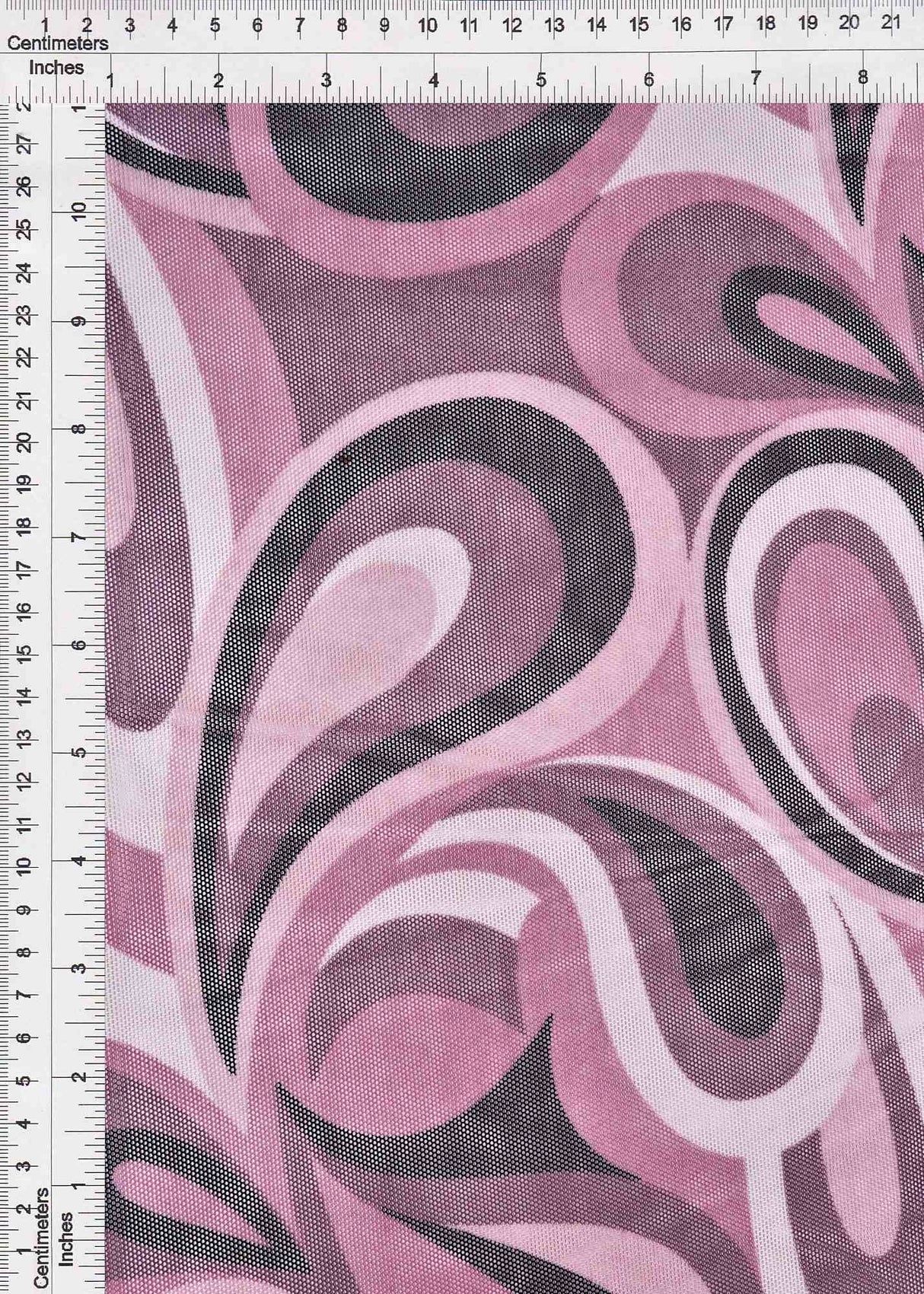 1 Yard Retro Paisley Geo Mesh Print Fabric Stretch Lightweight 58/60 Inch Wide