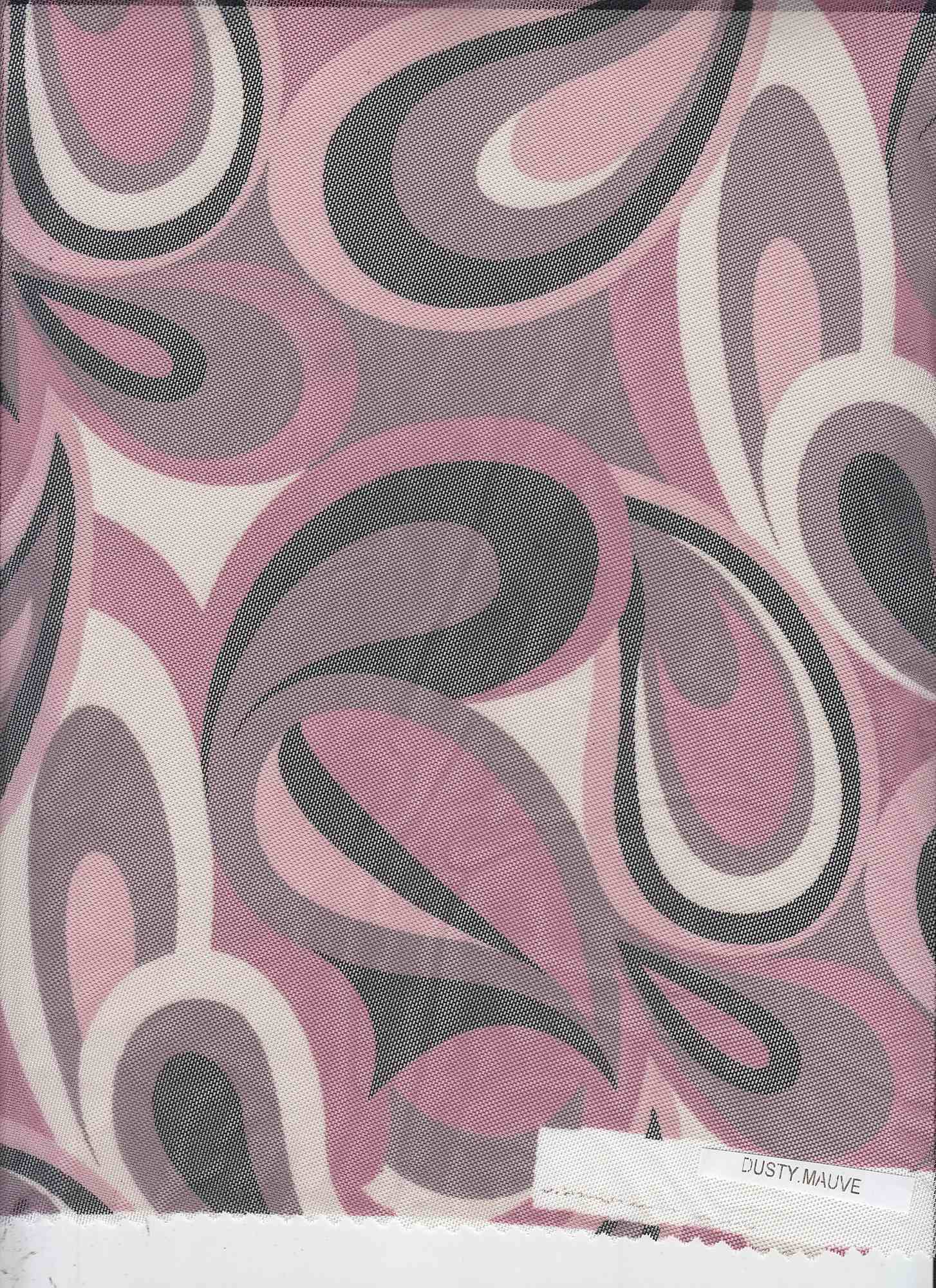 1 Yard Retro Paisley Geo Mesh Print Fabric Stretch Lightweight 58/60 Inches Wide