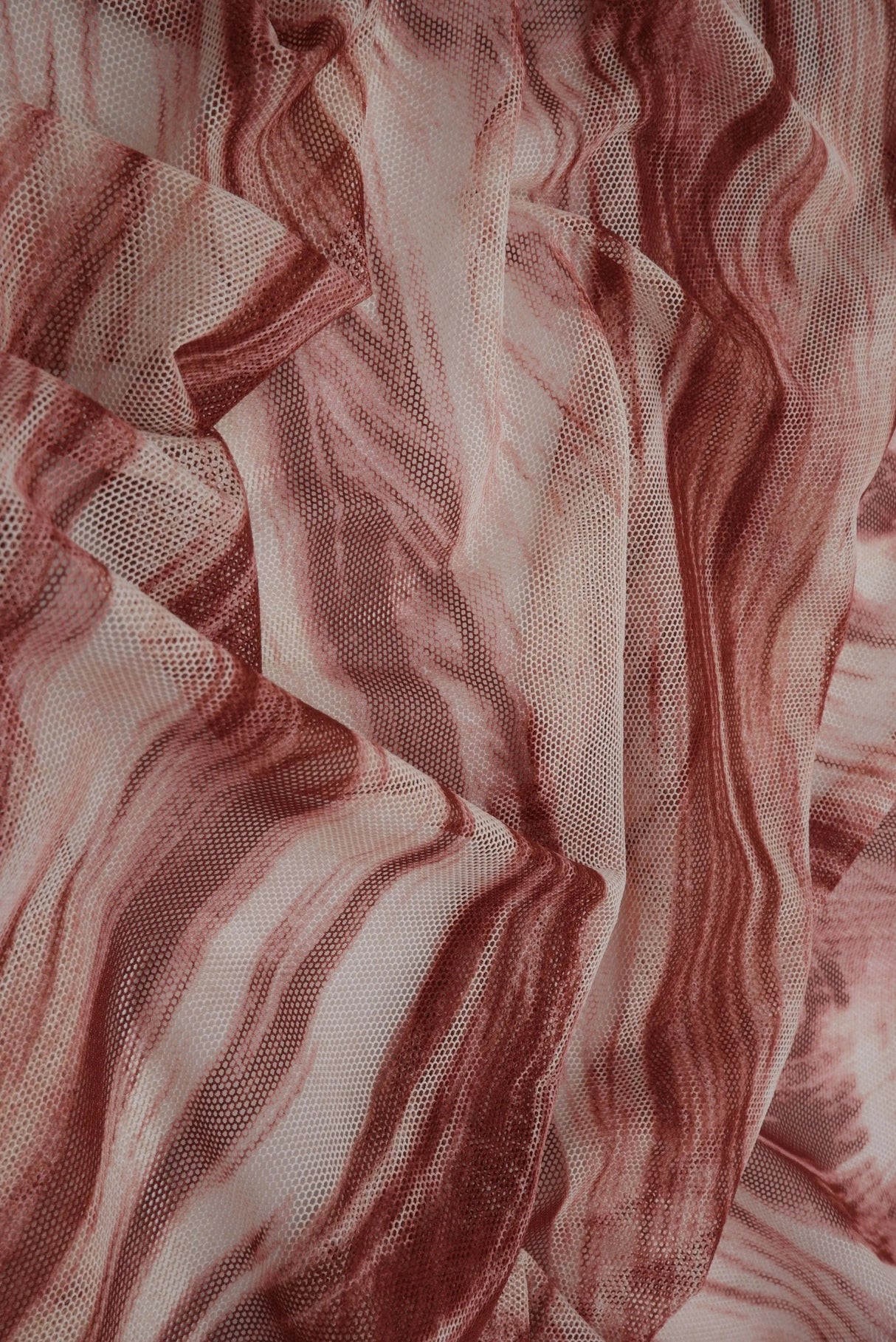 1 Yard Rose Mauve Mesh Marble Print Fabric Lightweight Stretch 54 Inches Wide