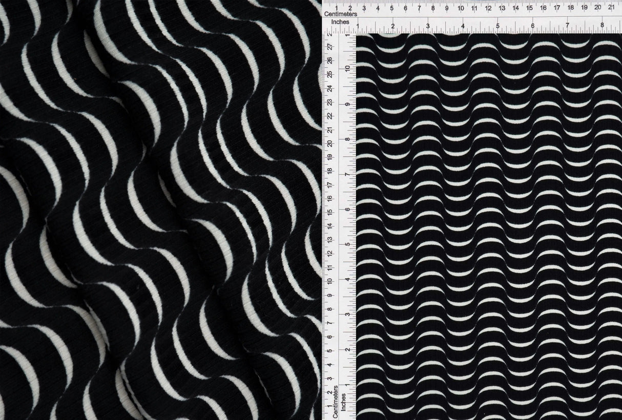 1 Yard Abstract Print 4X2 Yummy Rib Knit Fabric Soft Stretch 58/60 Inches Wide