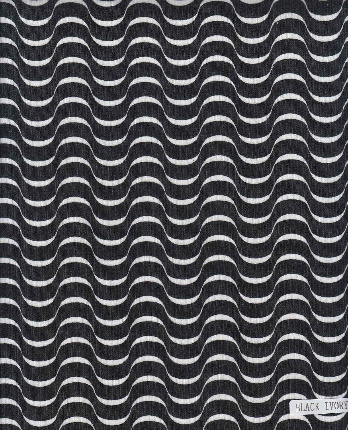 Abstract Ribbed Stretch Knit Fabric