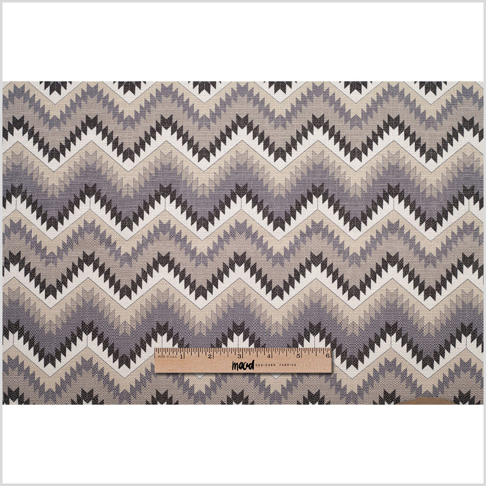Spanish Navy/Beige Geometric Poly/Cotton Canvas