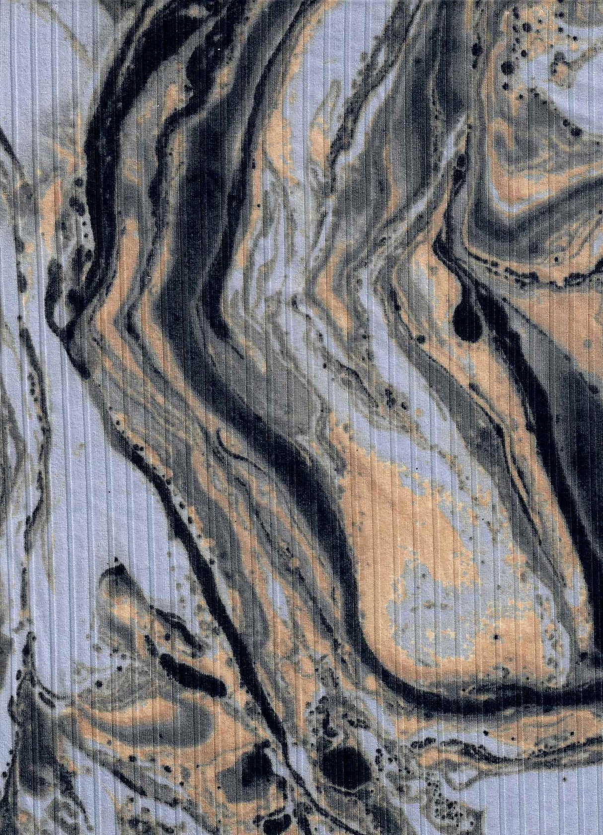 Rib Knit Marble Tie-Dye Print Fabric