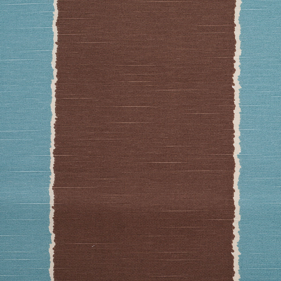 Spanish Blue/Brown Striped Poly-Cotton Woven