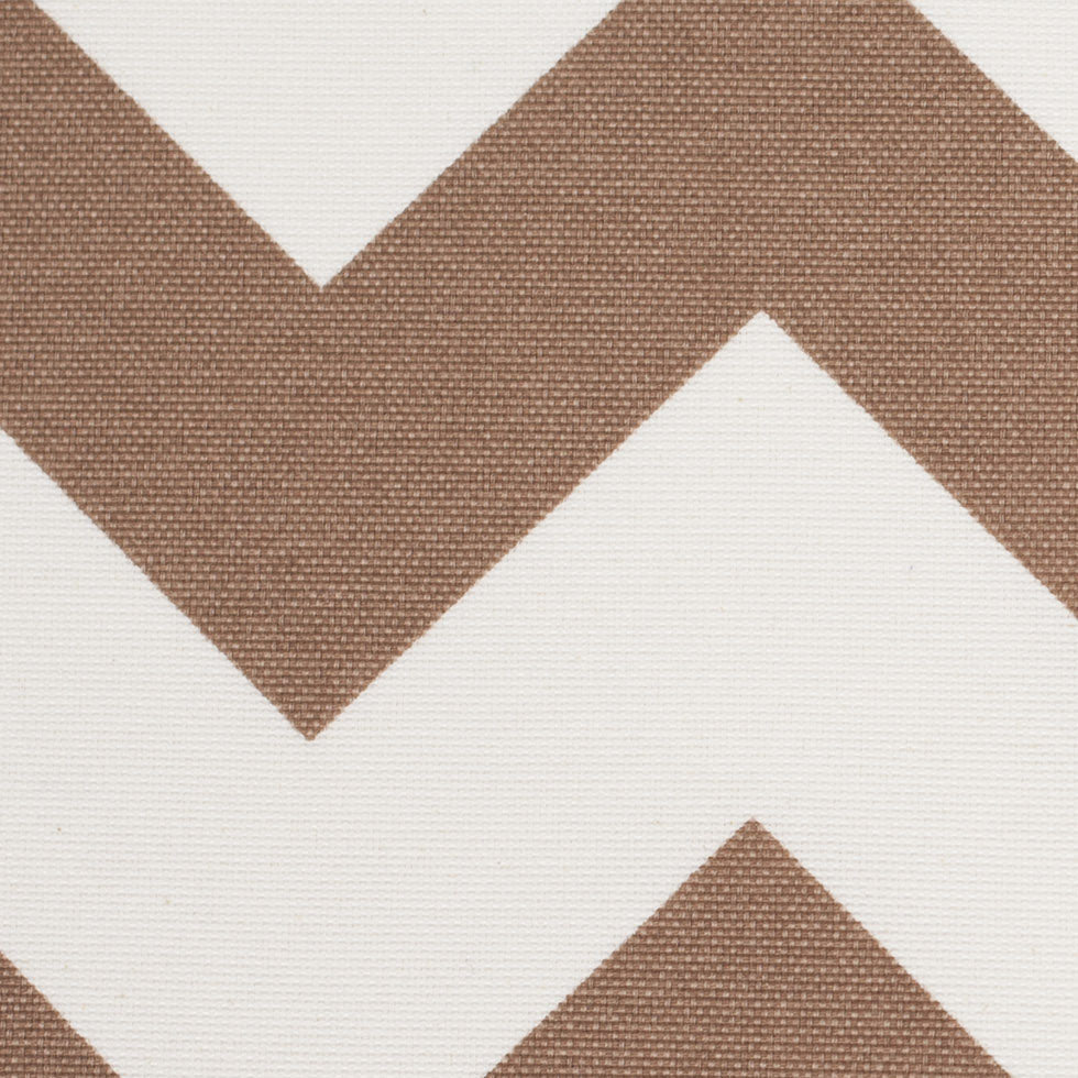 Spanish Mocha/White Geometric Poly-Cotton Woven