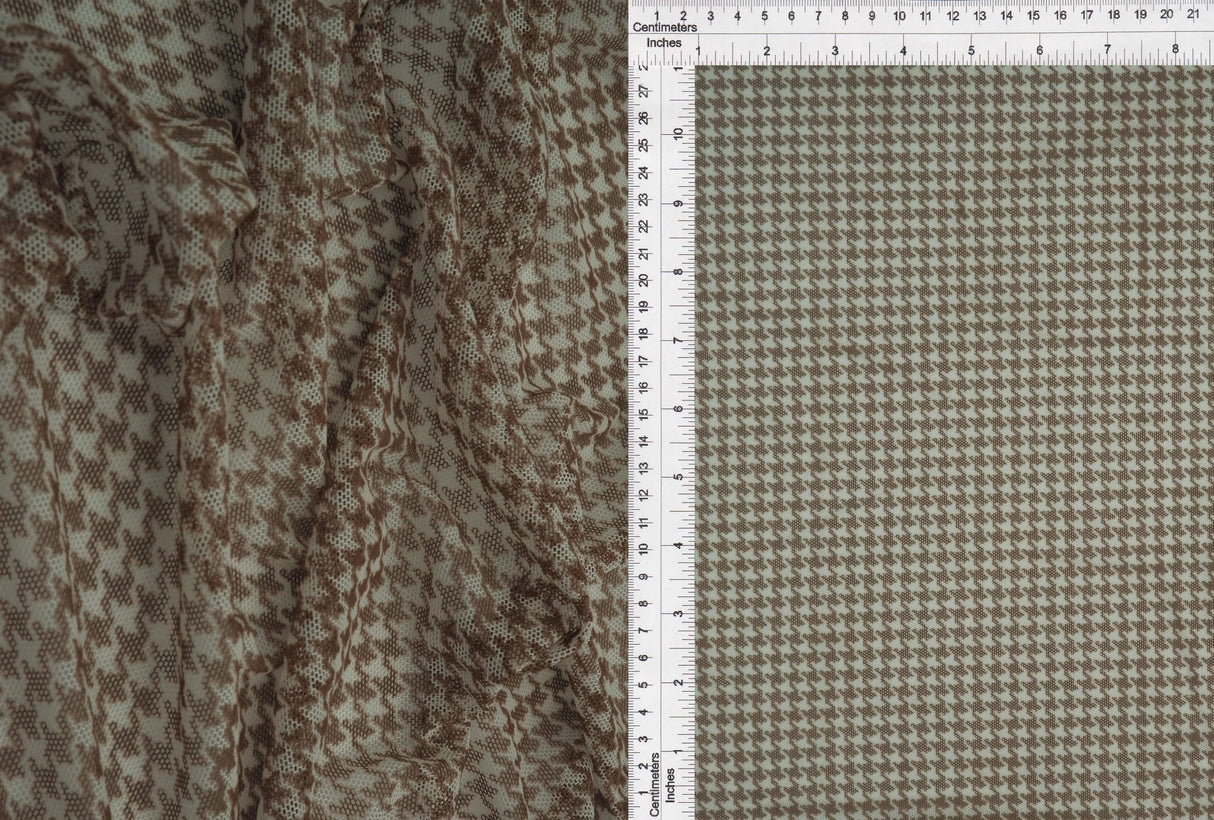 1 Yard Houndstooth Mesh Fabric Lightweight Stretch Print 54 Inch Wide