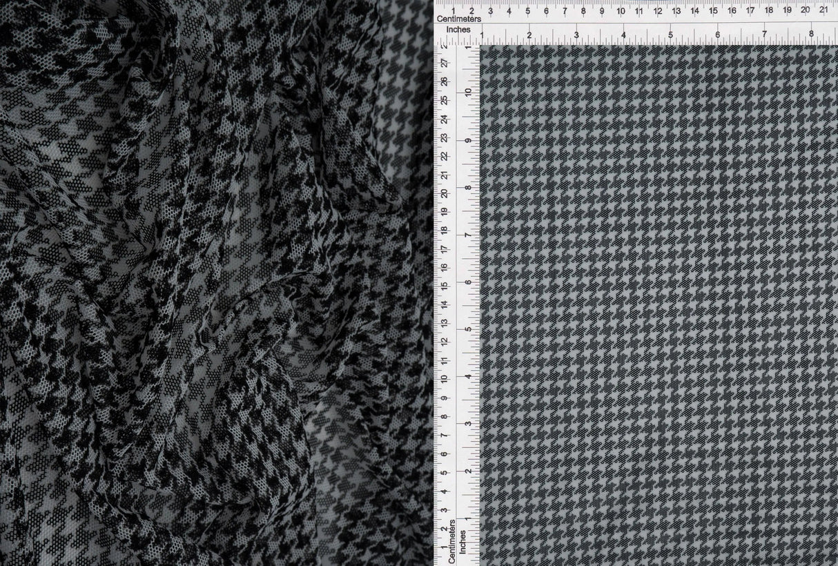 1 Yard Houndstooth Mesh Fabric Lightweight Stretch Print 54 Inch Wide