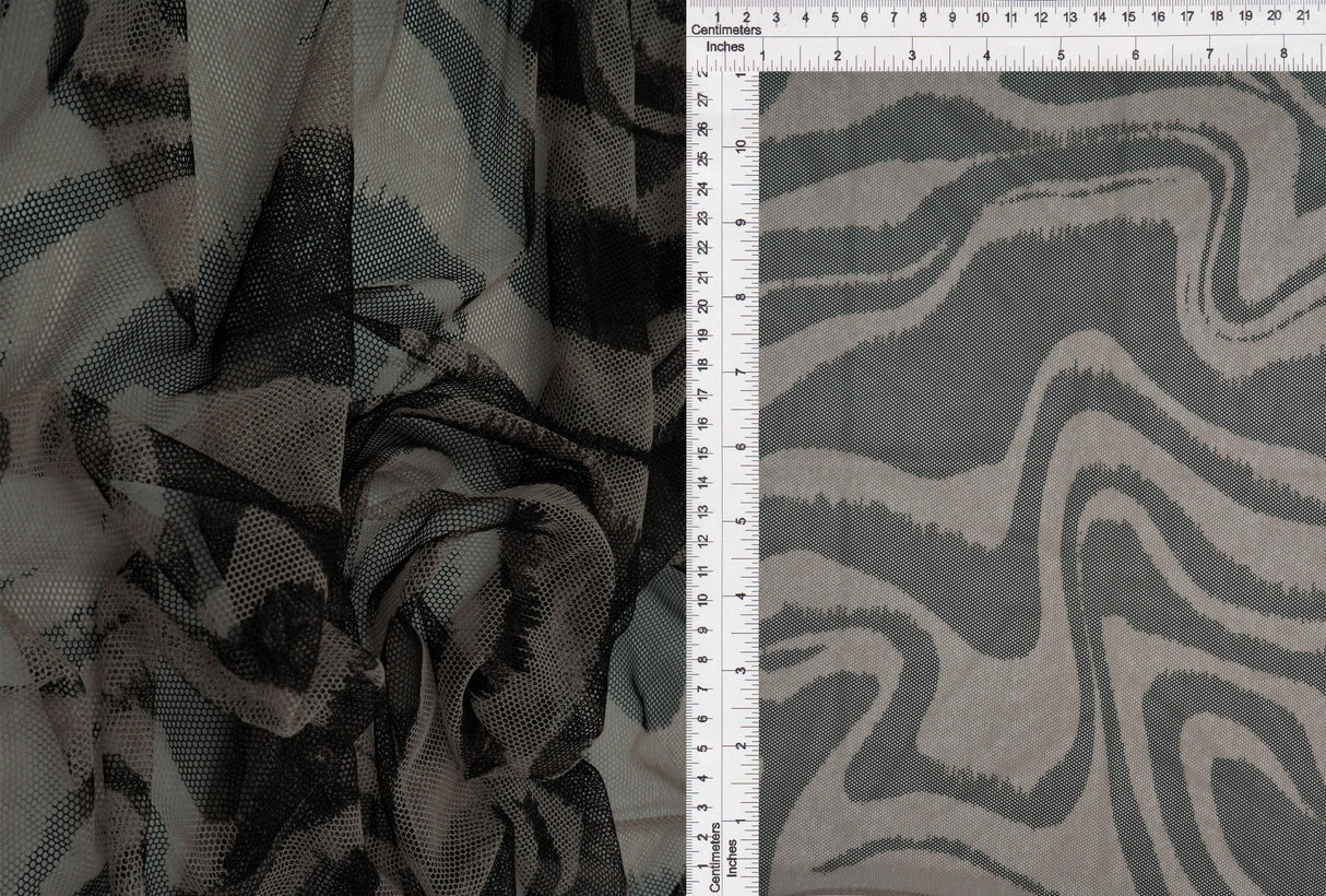 Flocked Mesh Stretch Fabric Geometric