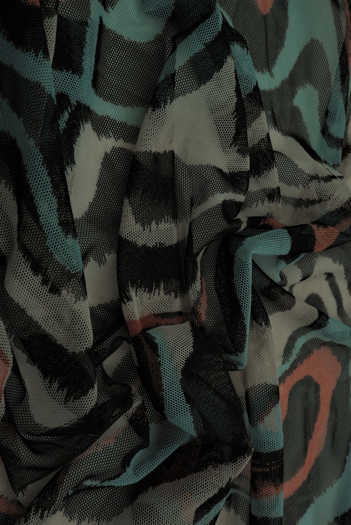 Flocked Mesh Stretch Fabric Geometric