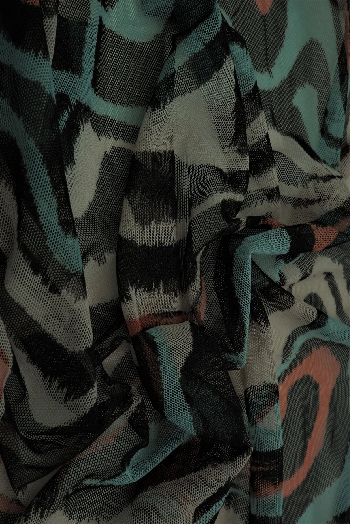 1 Yard Geometric Mesh Fabric Lightweight Stretch Sheer Print 54" Wide