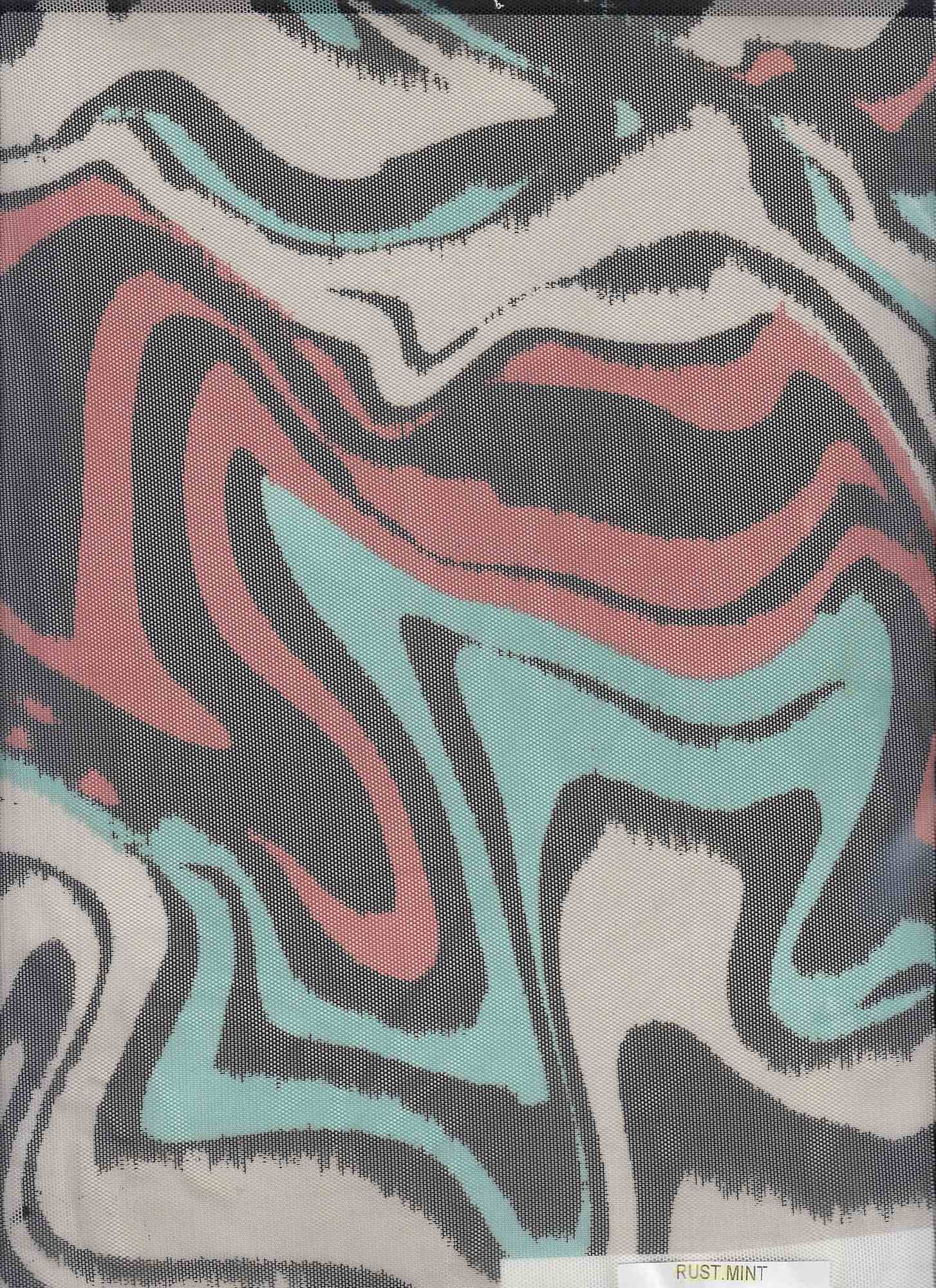 1 Yard Geometric Mesh Fabric 1 Yard Lightweight Stretch Sheer Print 54" Wide