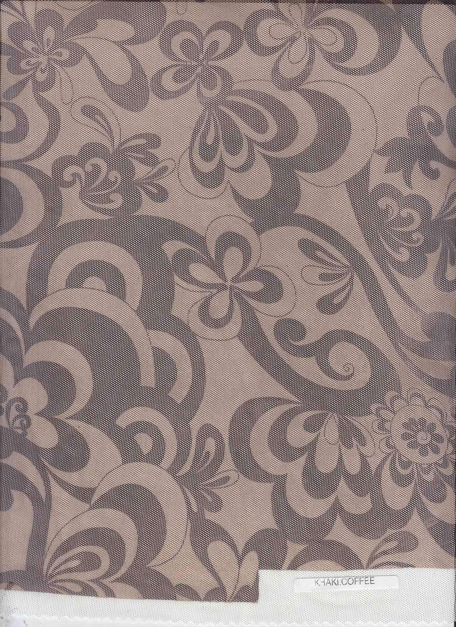 1 Yard Khaki Coffee Floral Mesh Fabric Big Flower Stretch 54 Inches Wide
