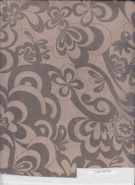 1 Yard Khaki Coffee Floral Mesh Fabric Big Flower Stretch 54 Inches Wide