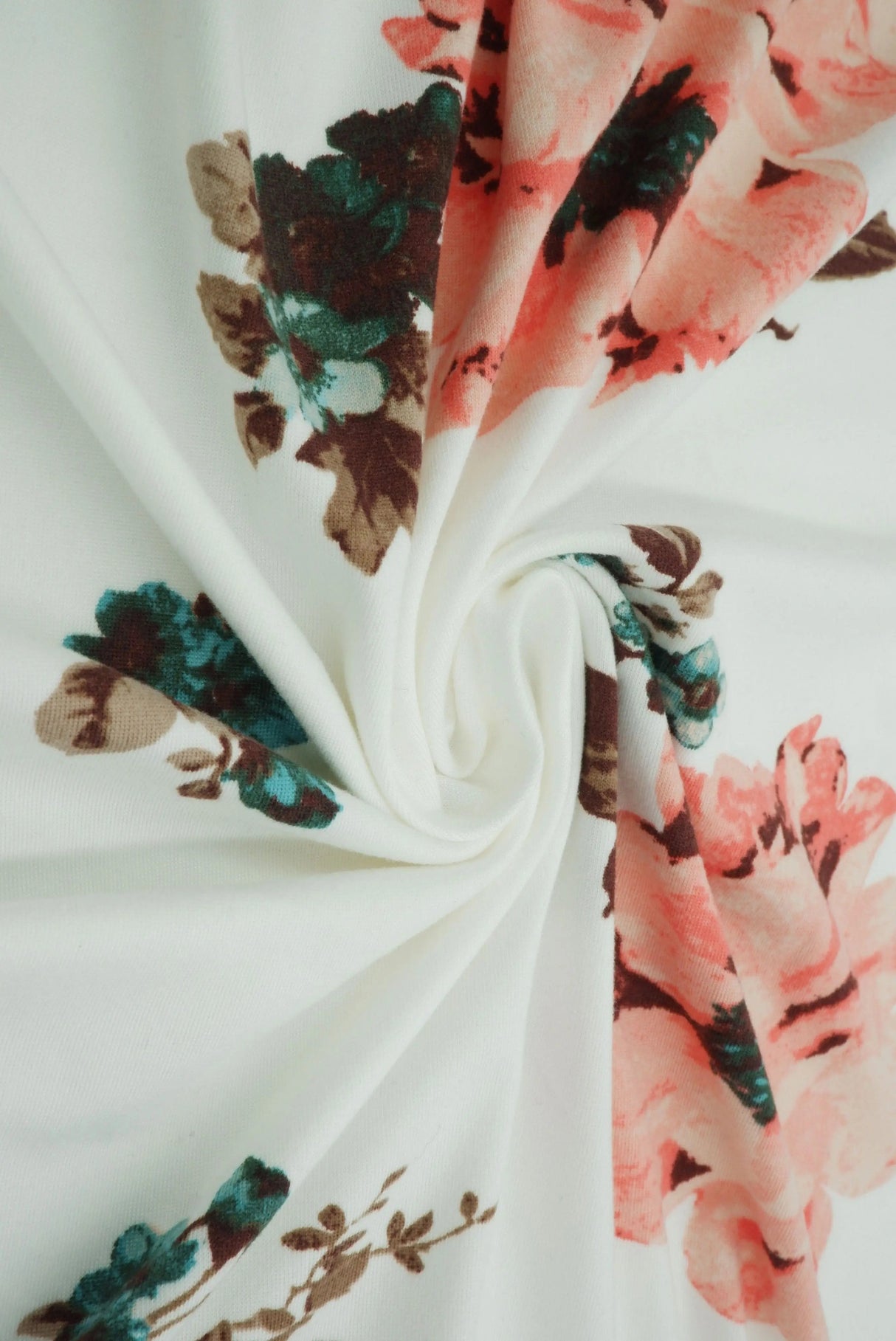 Brushed DTY Knit with Oversized Floral Print Soft Stretch Fabric, 58/60" Wide