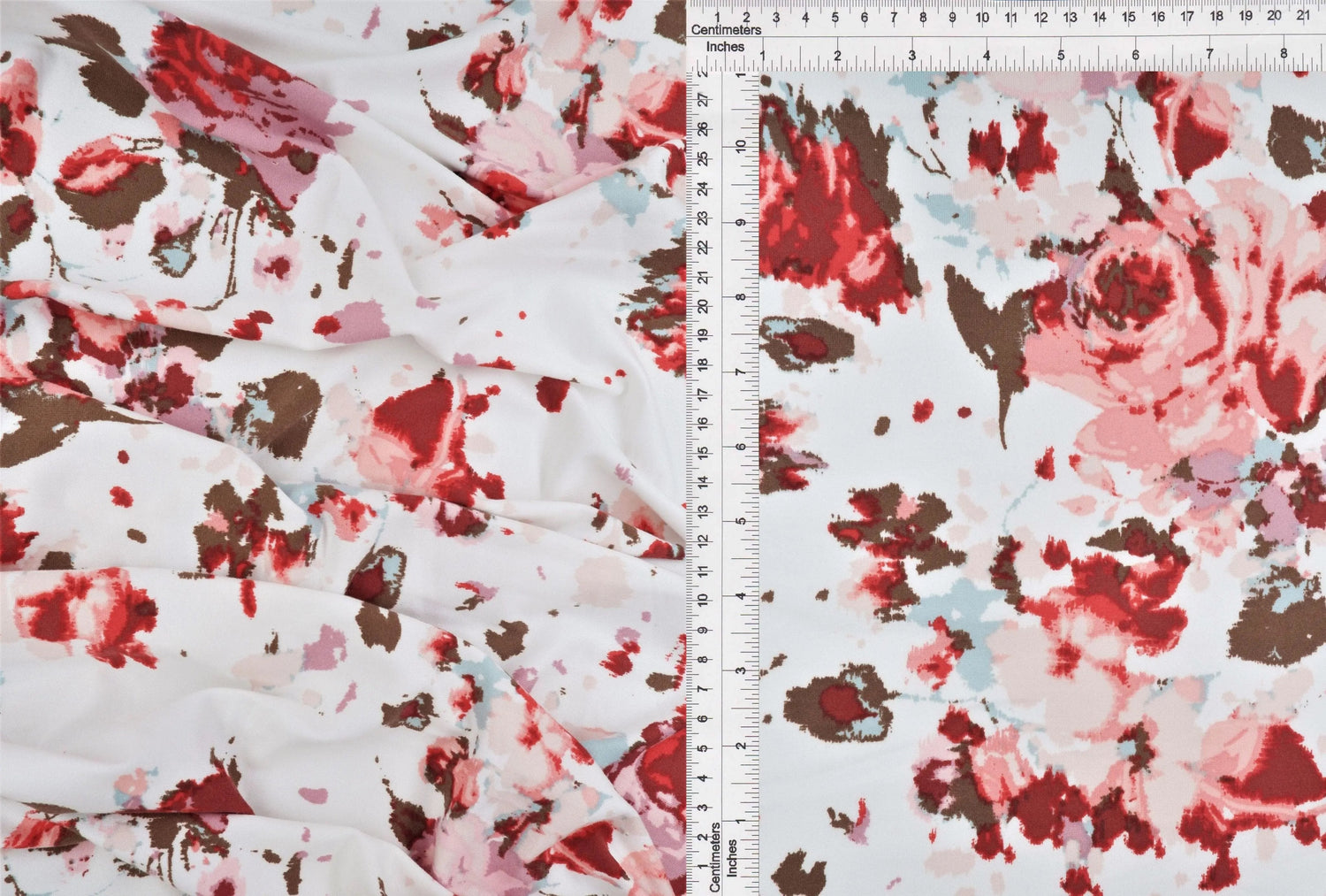 Flower Floral DTY Brushed Knit Fabric 1 Yard Soft Stretch Smooth Drape 58" Wide