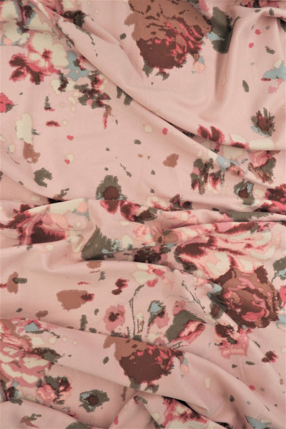 Floral Brushed DTY Stretch Knit Blush Mauve