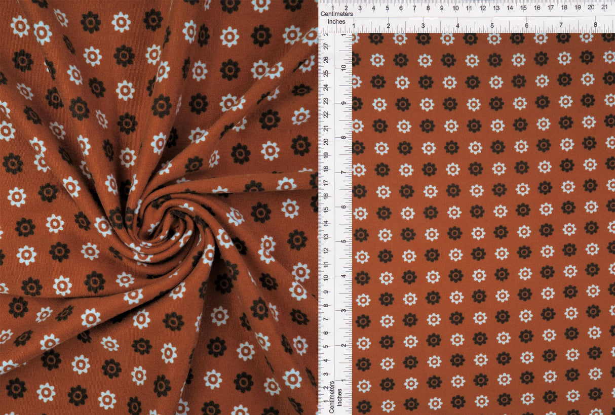 DTY Brushed Ditsy Geo Flower Stretch Knit