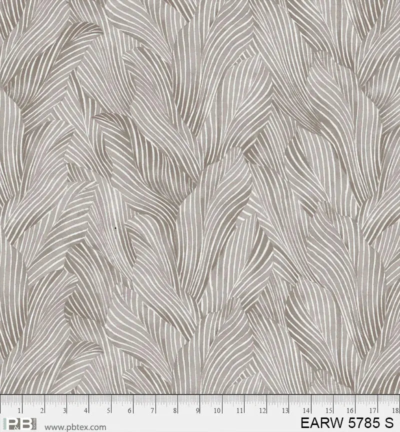 Cotton Wideback Fabric 108" Grey Leaf Earth Tones