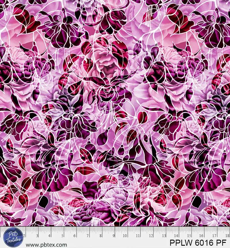 Cotton Wideback Fabric 108" Petal Play Pink Purple Florals