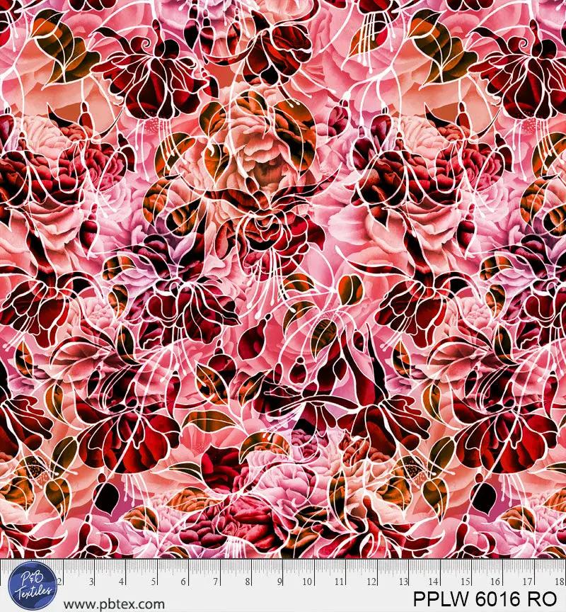Cotton Wideback Fabric 108" Petal Play Pink Red Florals
