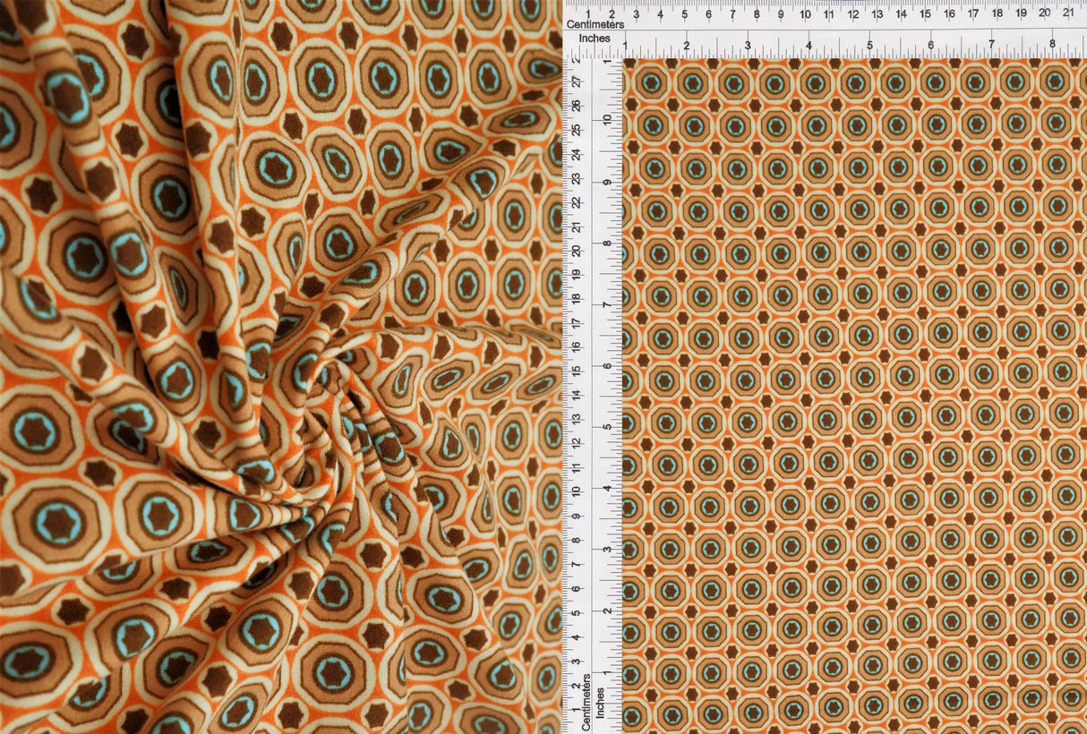 Bold Geometric Brushed DTY Knit Fabric Soft Stretch 58/60" Wide