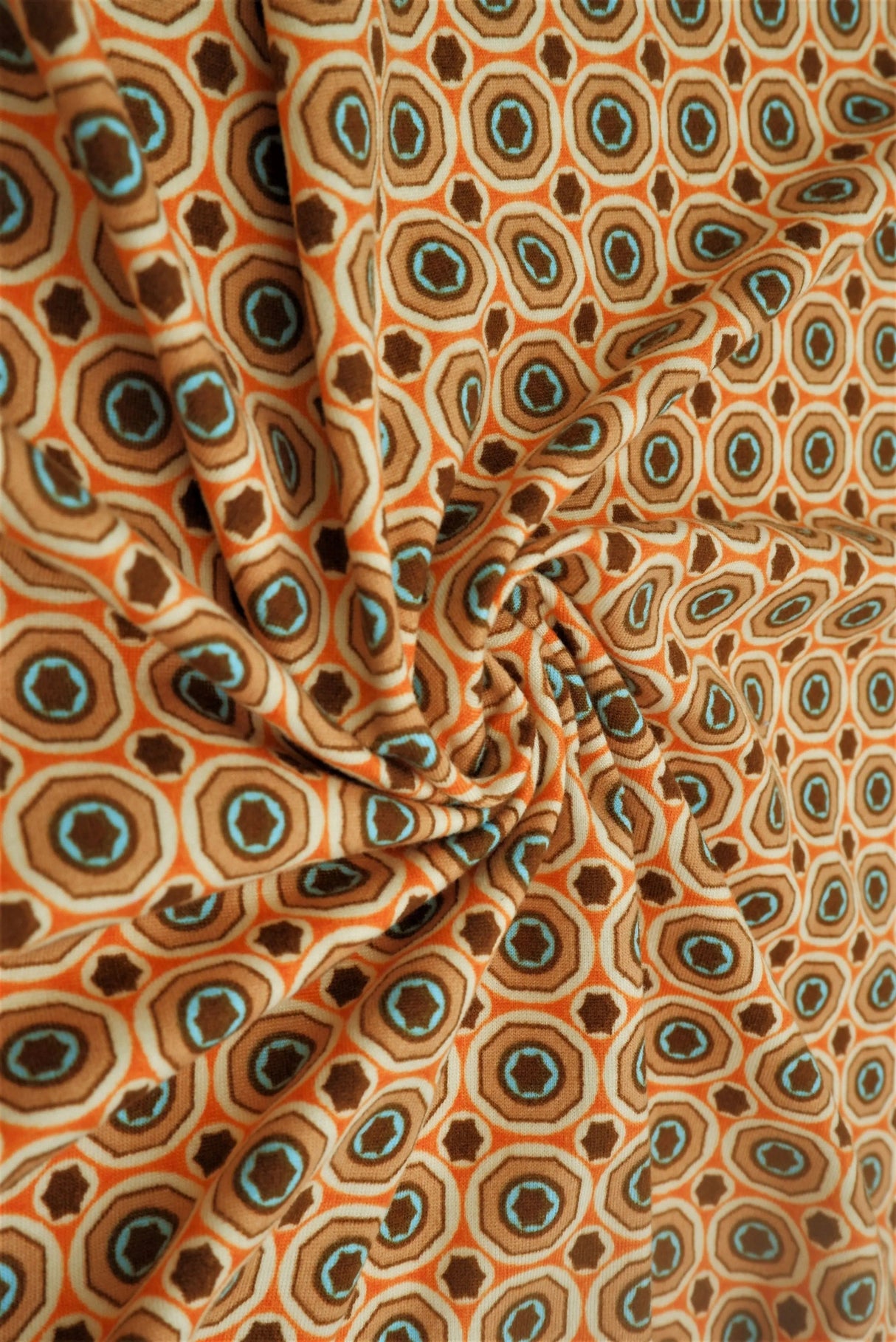 DTY Brushed Geometric Print Fabric, Soft Lightweight Design Stretch Knit, 58/60" Wide