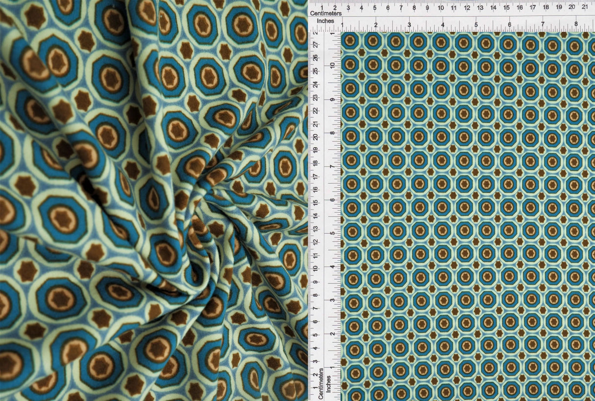 Bold Geometric Brushed DTY Knit Fabric Soft Stretch 58/60" Wide