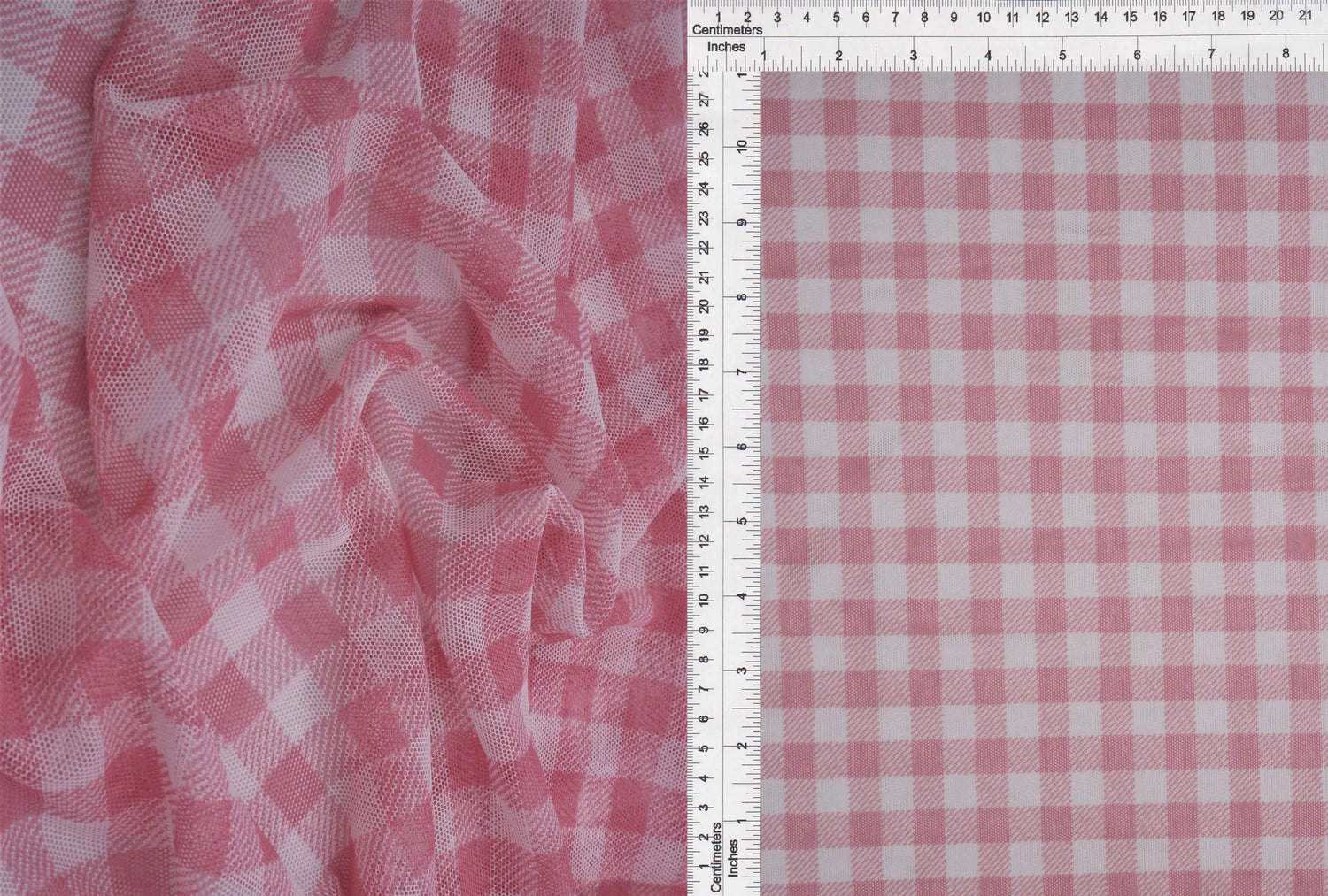 1 Yard Plaid Gingham Mesh Fabric Lightweight Stretch 54 Inches Wide
