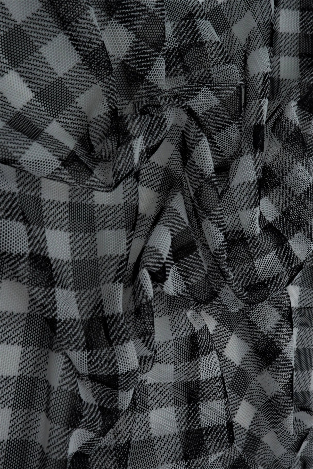1 Yard Plaid Gingham Mesh Fabric Lightweight Stretch 54 Inches Wide