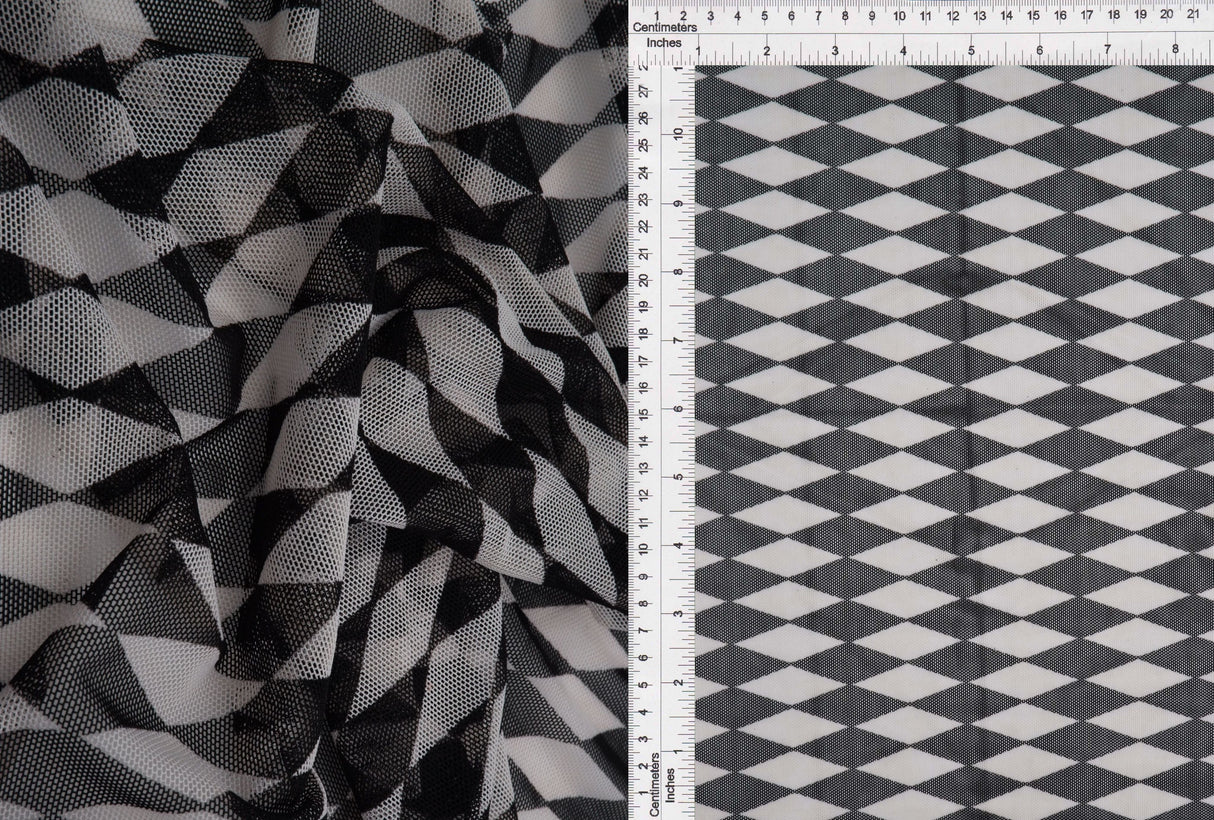 Mesh Retro Geometric Flocking Print Fabric