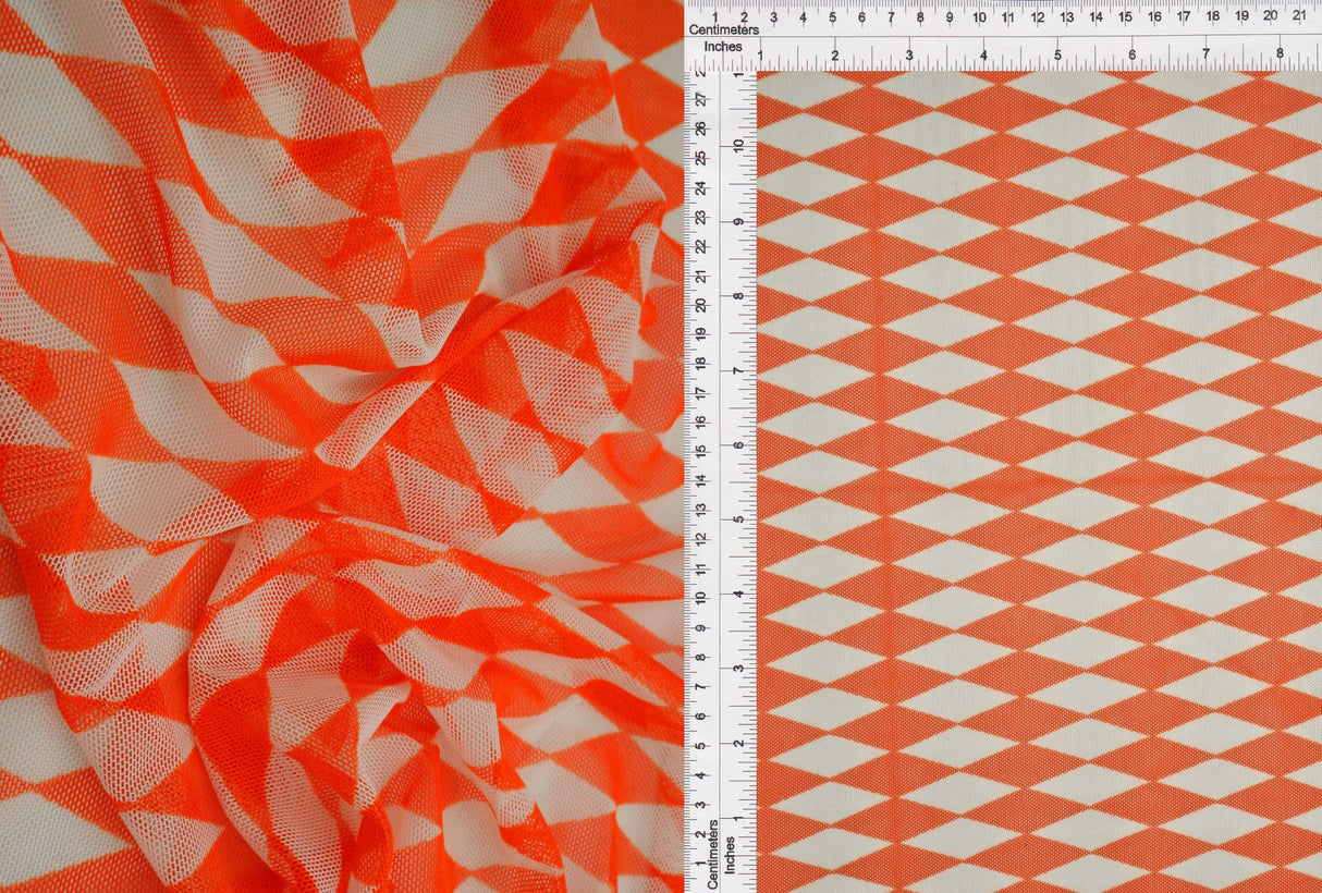 Mesh Retro Geometric Flocking Print Fabric