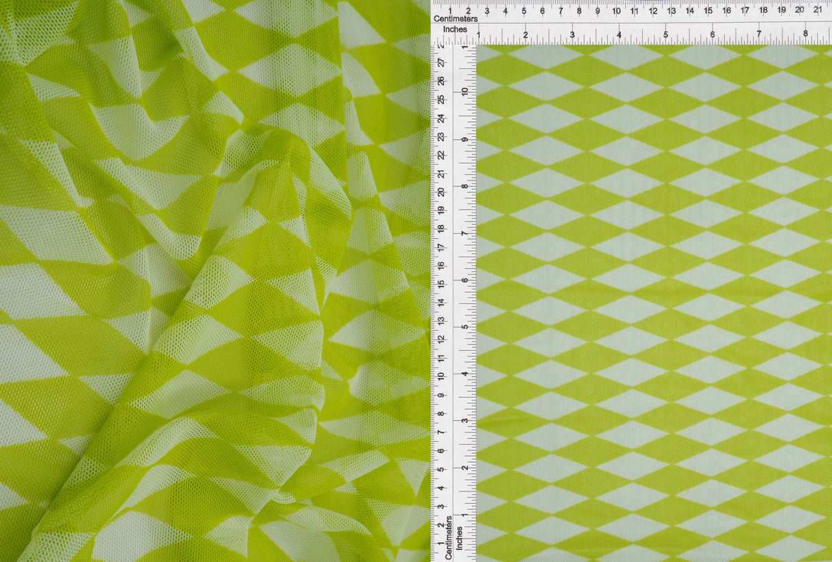 Mesh Retro Geometric Flocking Print Fabric
