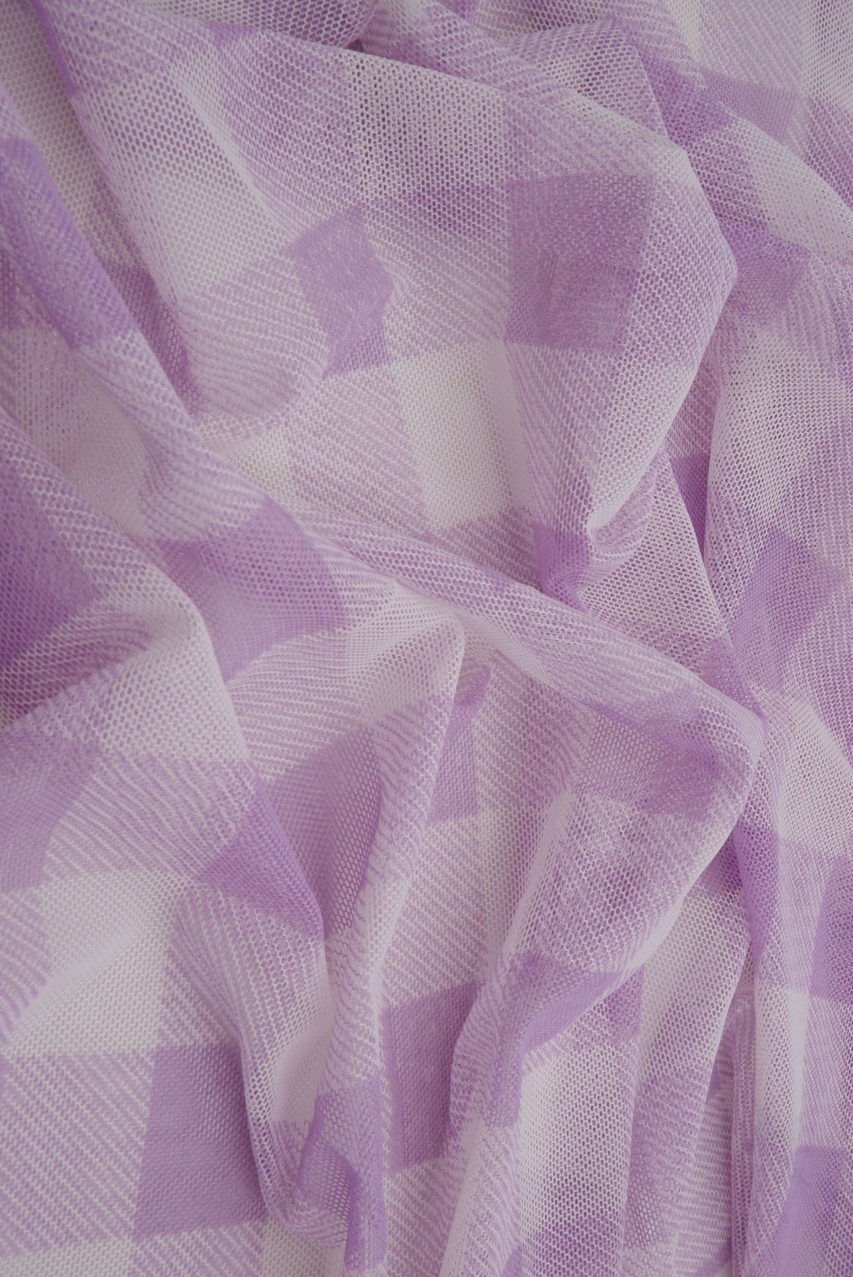 Mesh Flocking Plaid Print Fabric