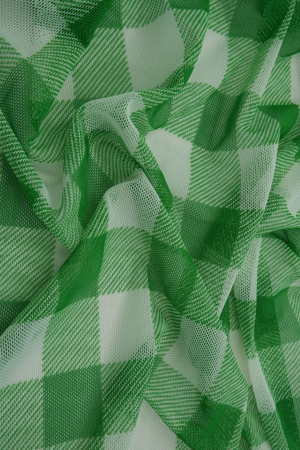 1 Yard Checkered Plaid Mesh Fabric Gingham Print Lightweight Stretch 54 Inch Wide