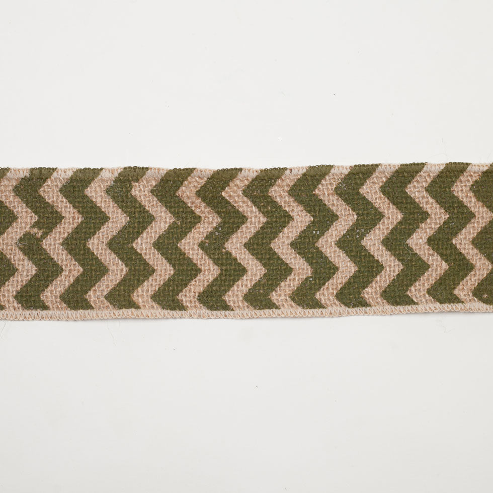 2.5" Olive Green Jute Chrevron Woven Trim