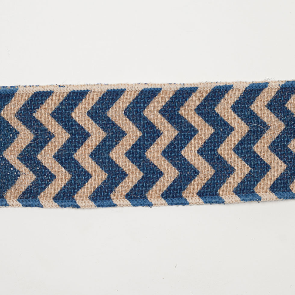 2.5" Navy Blue Jute Chrevron Woven Trim