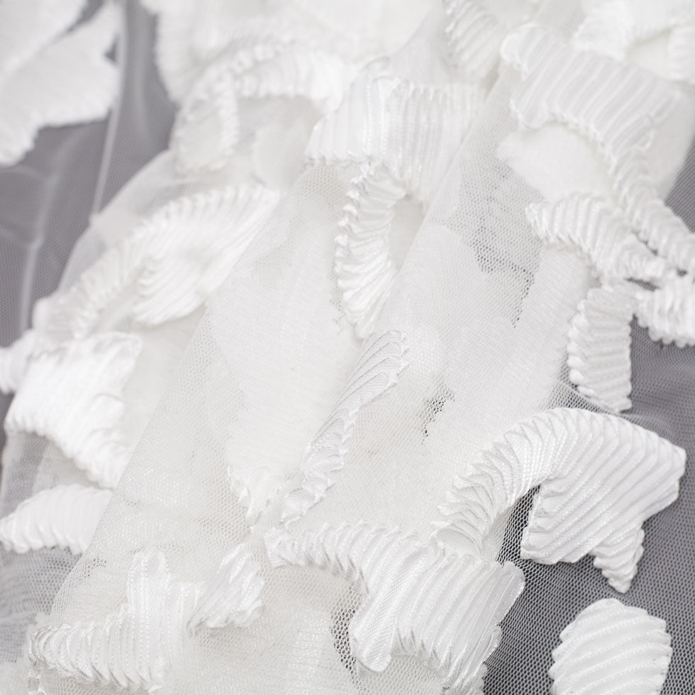 White Ribbon Embroidered Netting